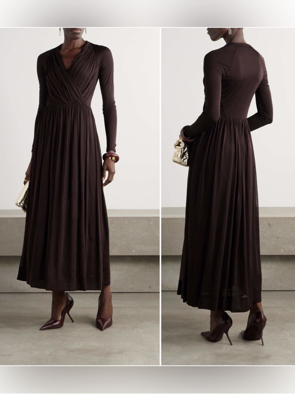 NWT Tory Burch Wrap-effect gathered jersey midi dress 0 $898